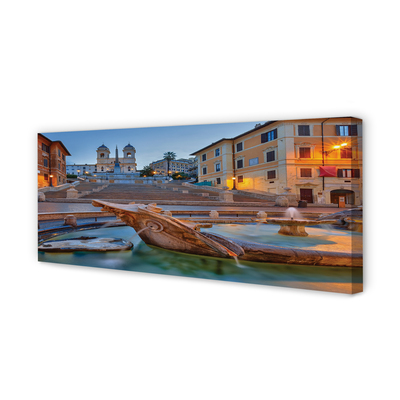 Quadro su tela Roma Sunset Fountain Buildings