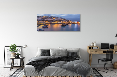 Foto quadro su tela City at Night Sea Ship