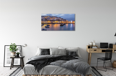 Foto quadro su tela City at Night Sea Ship