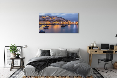 Foto quadro su tela City at Night Sea Ship