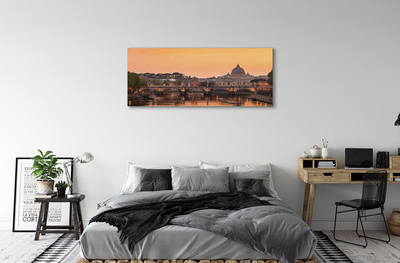 Foto quadro su tela Roma Sunset Bridges River Buildings