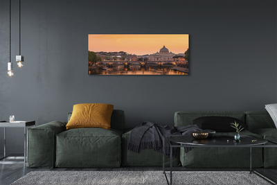 Foto quadro su tela Roma Sunset Bridges River Buildings