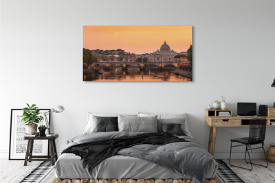 Foto quadro su tela Roma Sunset Bridges River Buildings