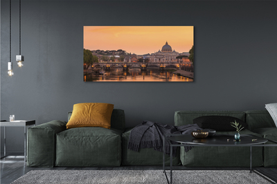Foto quadro su tela Roma Sunset Bridges River Buildings