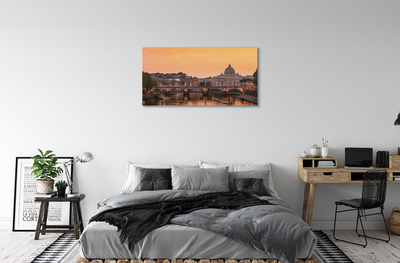 Foto quadro su tela Roma Sunset Bridges River Buildings