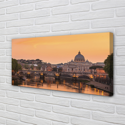 Foto quadro su tela Roma Sunset Bridges River Buildings