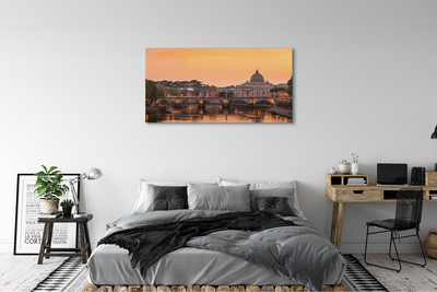 Foto quadro su tela Roma Sunset Bridges River Buildings