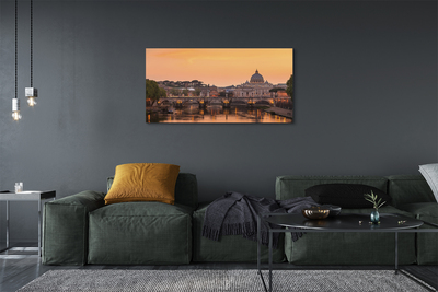 Foto quadro su tela Roma Sunset Bridges River Buildings