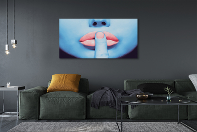 Stampa quadro su tela Labbra della donna neon
