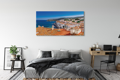 Quadro su tela Montagne del mare della città della Spagna