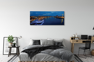 Quadro su tela Ship Sea City di notte Paradiso