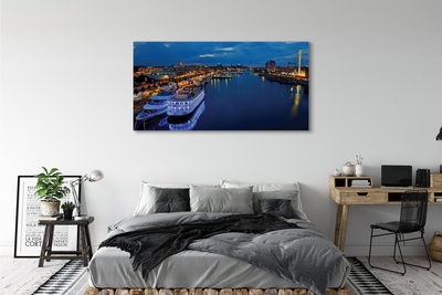 Quadro su tela Ship Sea City di notte Paradiso