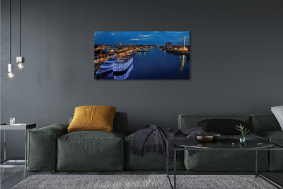 Quadro su tela Ship Sea City di notte Paradiso