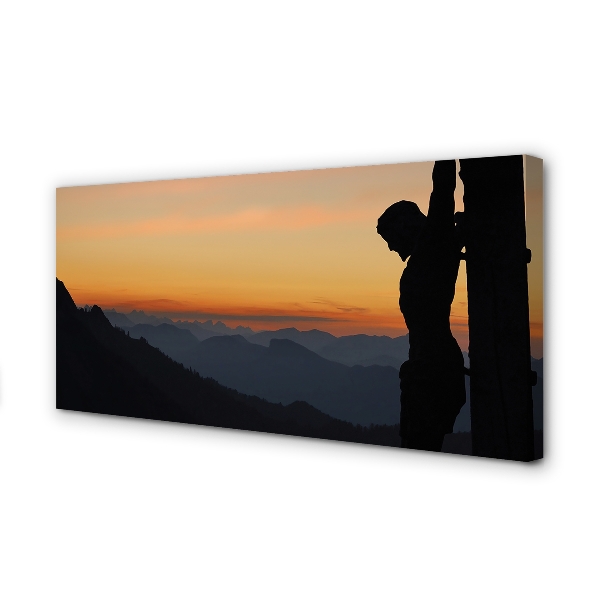 Quadro su tela Crocifisso Gesù Sunset