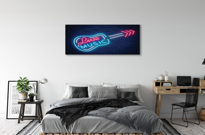 Quadro su tela Iscrizione per chitarra neon