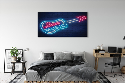 Quadro su tela Iscrizione per chitarra neon