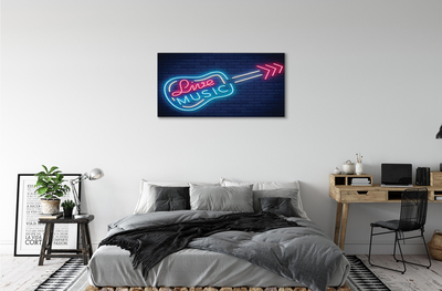 Quadro su tela Iscrizione per chitarra neon