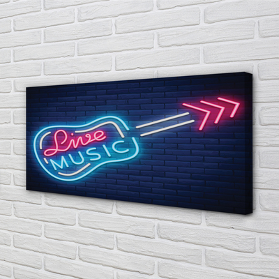 Quadro su tela Iscrizione per chitarra neon