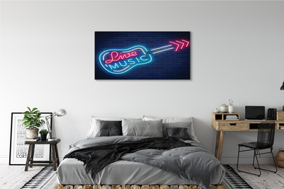 Quadro su tela Iscrizione per chitarra neon