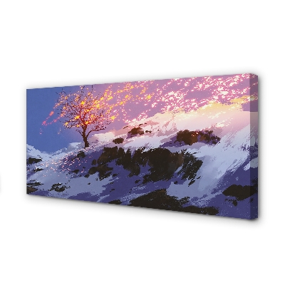 Quadro su tela Albero di montagna invernale