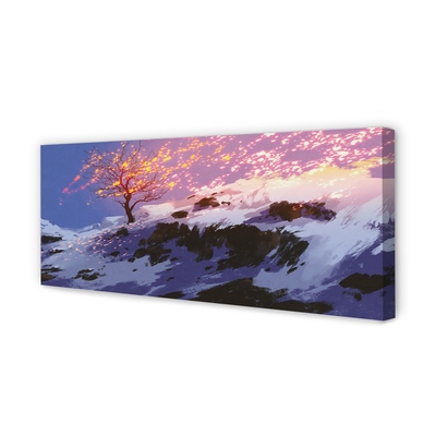 Quadro su tela Albero di montagna invernale