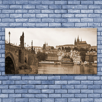 Quadro su tela Paesaggio del ponte di Praga
