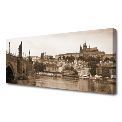 Quadro su tela Paesaggio del ponte di Praga