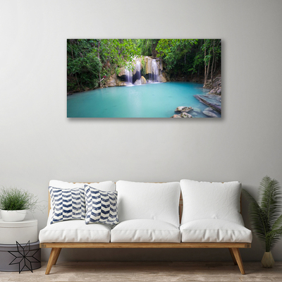 Stampa quadro su tela Cascata del lago della foresta naturale
