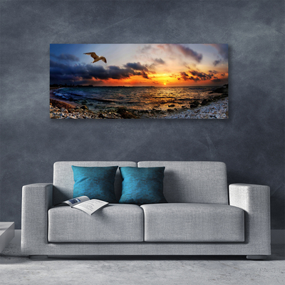Quadro su tela Paesaggio della spiaggia del mare del gabbiano
