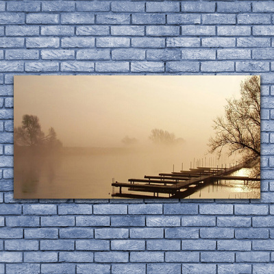 Stampa quadro su tela Ponte d'acqua, paesaggio di nebbia