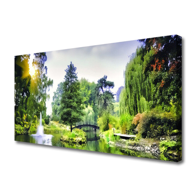 Foto quadro su tela Foresta. Cascata. Sole. Natura
