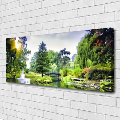 Foto quadro su tela Foresta. Cascata. Sole. Natura
