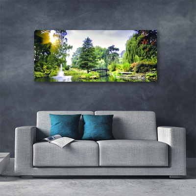 Foto quadro su tela Foresta. Cascata. Sole. Natura