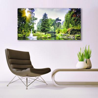 Foto quadro su tela Foresta. Cascata. Sole. Natura