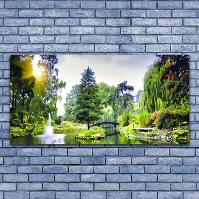 Foto quadro su tela Foresta. Cascata. Sole. Natura