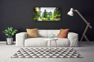 Foto quadro su tela Foresta. Cascata. Sole. Natura