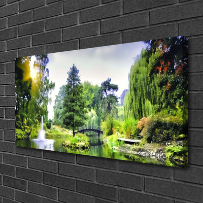 Foto quadro su tela Foresta. Cascata. Sole. Natura
