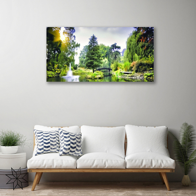 Foto quadro su tela Foresta. Cascata. Sole. Natura