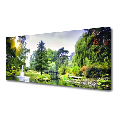 Foto quadro su tela Foresta. Cascata. Sole. Natura