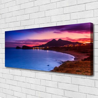 Quadro su tela Paesaggio di montagna della spiaggia del mare