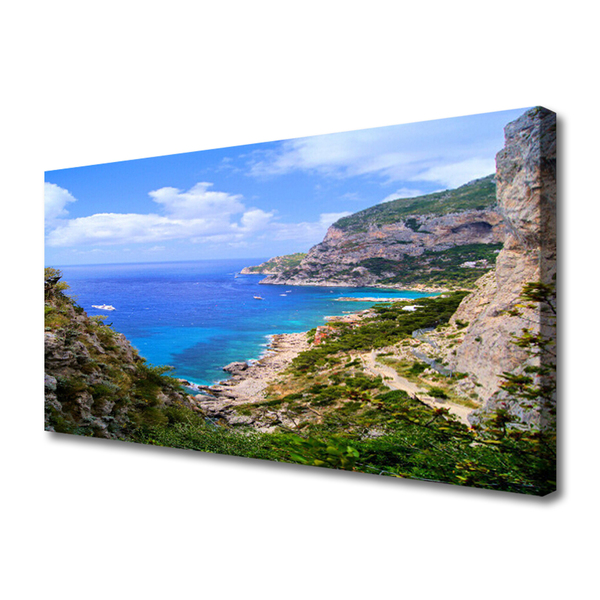 Quadro su tela Paesaggio di montagna della spiaggia del mare