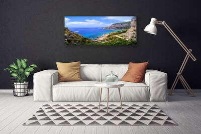 Quadro su tela Paesaggio di montagna della spiaggia del mare