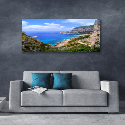 Quadro su tela Paesaggio di montagna della spiaggia del mare