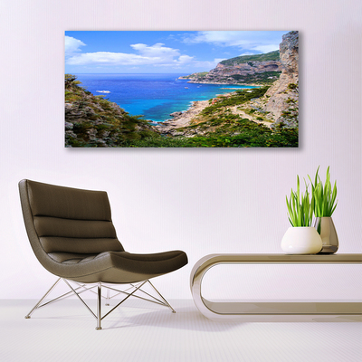 Quadro su tela Paesaggio di montagna della spiaggia del mare