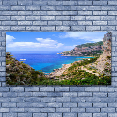 Quadro su tela Paesaggio di montagna della spiaggia del mare