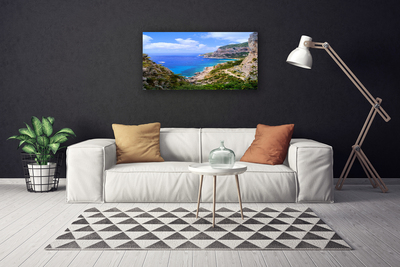 Quadro su tela Paesaggio di montagna della spiaggia del mare