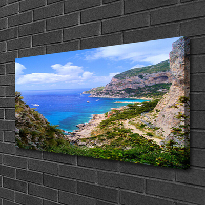 Quadro su tela Paesaggio di montagna della spiaggia del mare