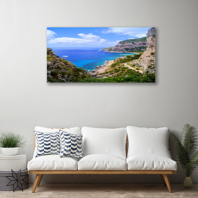 Quadro su tela Paesaggio di montagna della spiaggia del mare