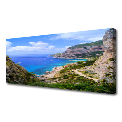 Quadro su tela Paesaggio di montagna della spiaggia del mare