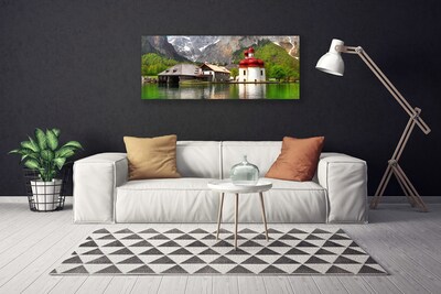 Foto quadro su tela Paesaggio della casa della montagna dell'albero